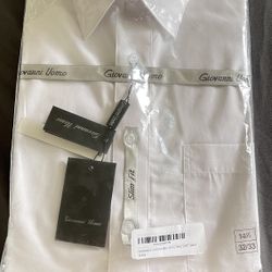 14 1/2 New Giovanni Uomo Shirt White Slim Fit Wrinkle Resistant