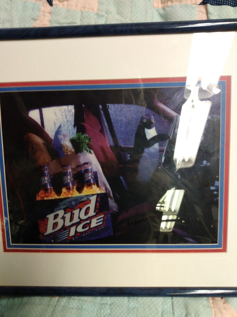 Anheuser Busch Framed Animation Art Bud Ice Penguins from "The Chase" #87 COA