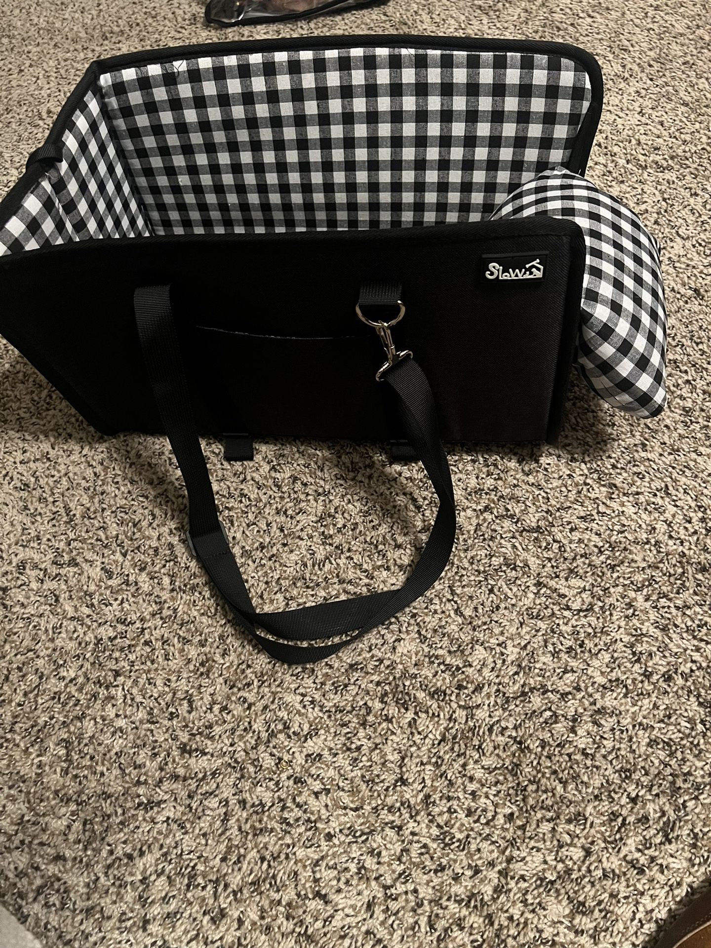 SlowTon Console Dog Car Seat - Portable Dogs Armrest Booster Seat for Small Dog, Anti-Collapse Pet Car Seat with Soft Cushion Safety Belt, Support Pet