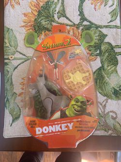 Shrek 2 Donkey Kicking Action Figure 2004 With Fairy And Scented Waffle Unopened