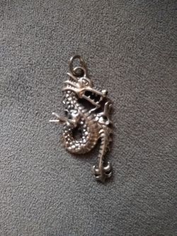 Solid Sterling Silver dragon pendant