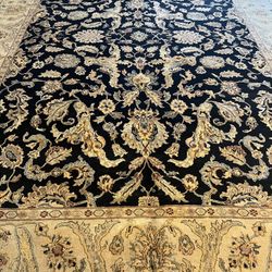 9 X 12.4 100% Wool Indo- Persian Hand Knotted Rug 