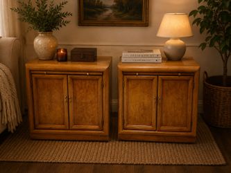 Solid Wood Storage End Tables – Set of 2