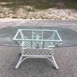 Glass Kitchen Table With Rattan Base