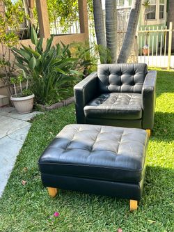 Authentic leather sofa ottoman