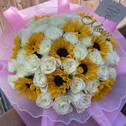 Roses And Sunflowers Bouquet Flowers 