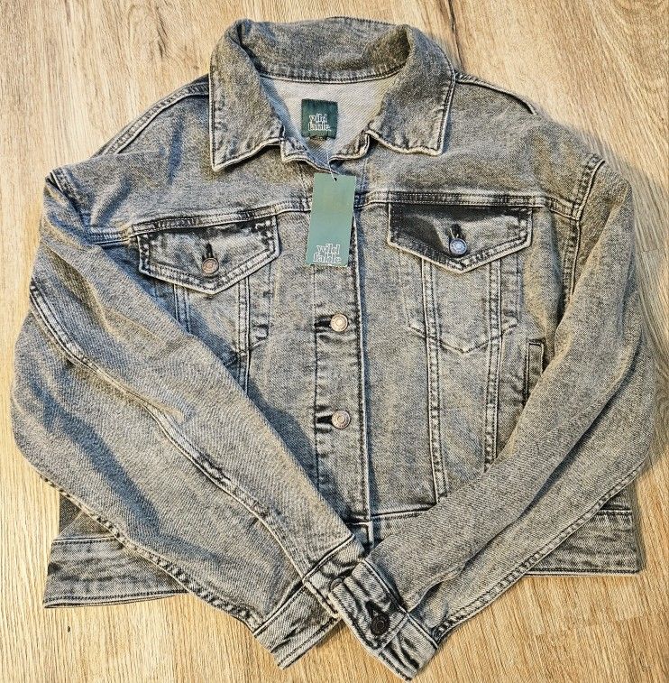 Cropped Acid Wash Denim Jacket