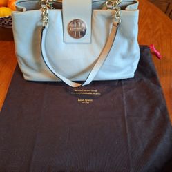 Large Kate Spade Beige Leather And Gold Purse Lock Latch