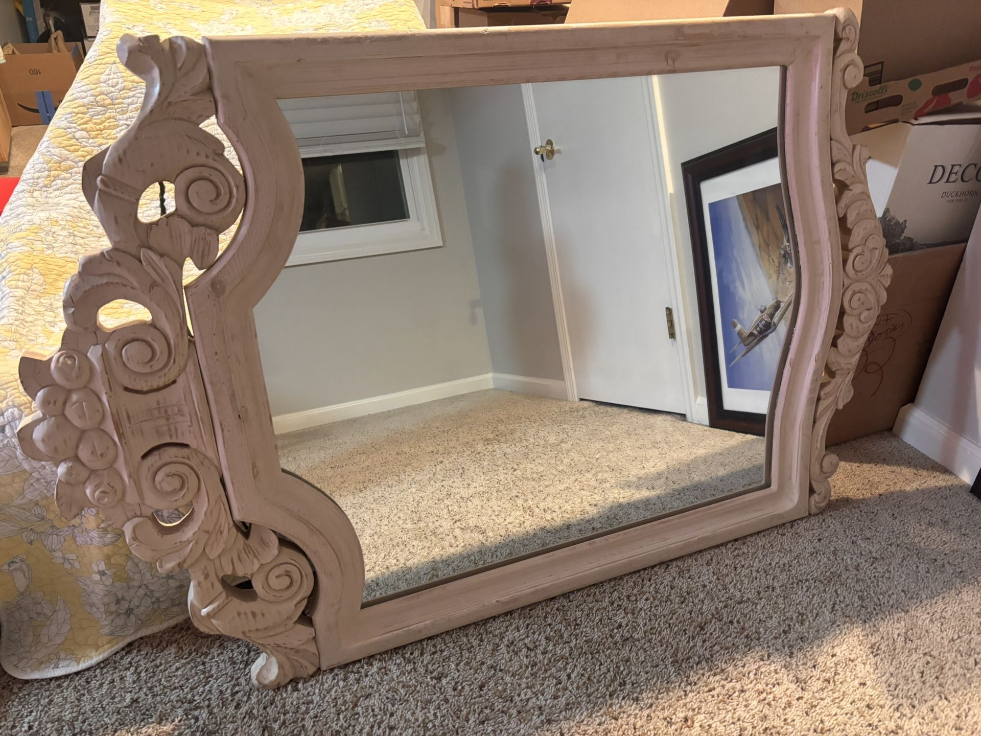 Gorgeous Large Mirror -Solid Wood Frame-Beige