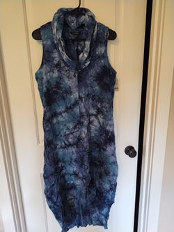 Blue Linen Dress, Women's Large, New