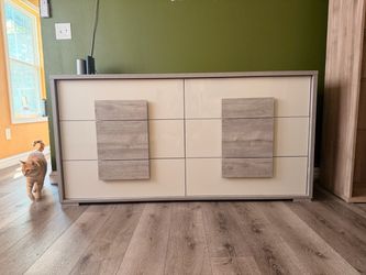 Modern Gray & White 6-Drawer Dresser — $250 OBO