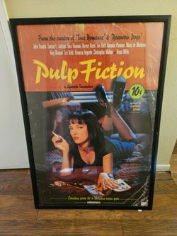 1994 Large 40 x 27 Rare Pulp Fiction Advance Movie Poster Frame Recalled Emma Thurman
