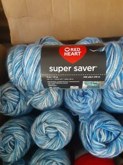 New Red Heart 5 Ounce Blue Stripe Yarn