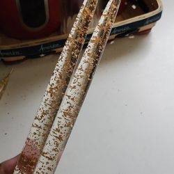 Pr. Vintage Lucite Candles W/ Dark Gold Speckles 