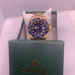 Brand New Automatic Movement Blue Face / Gold Band Formal Watch With Box
