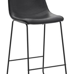 Black Bar Stool – PU Leather Seat, Metal Frame – New