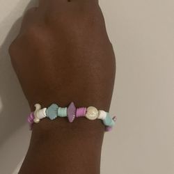 Handmade Stretch Bracelet – Pink, Purple, Mint Beads