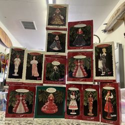 Lot of 13 Vintage Hallmark Keepsake Barbie Series Ornaments In boxes 