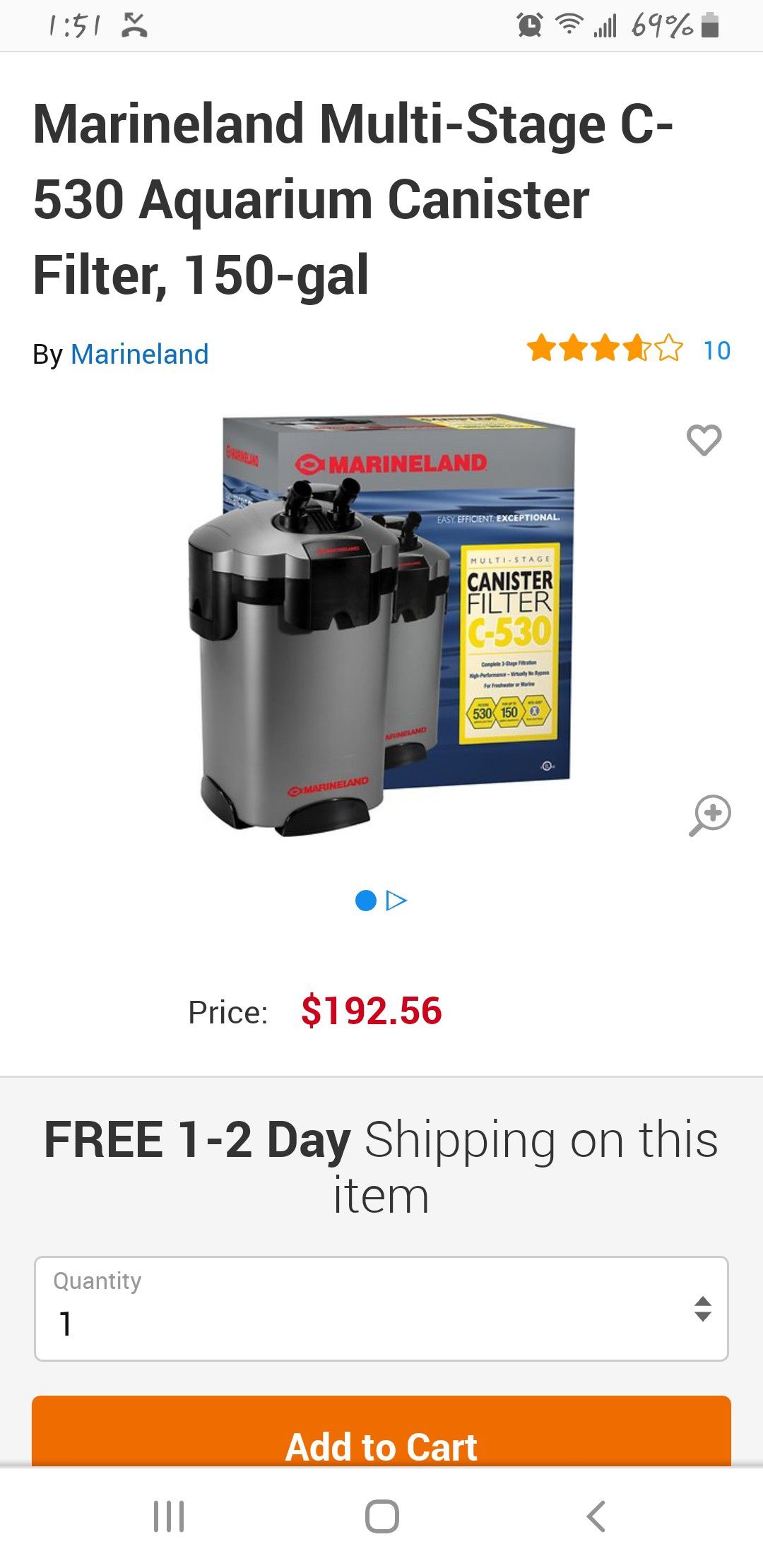 1 Marineland C530 canister filters