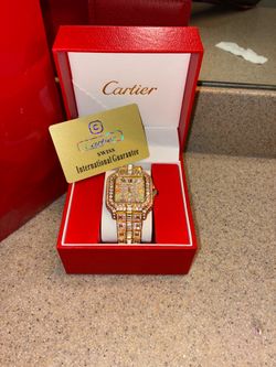 gold moissanite Cartier watch