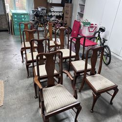 Classic Solid Wood Queen Anne Dining Chairs - Set of 6