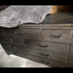 Couch Dresser Bedframe With Storage. Solid Pine. Charcoal Color
