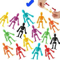 Halloween Skeleton toys for Kids, 48 PACK Assorted Color Stretchy Skull Halloween Party Favors Birthday Goodie Bags Filler Small Toys Classroom Prizes