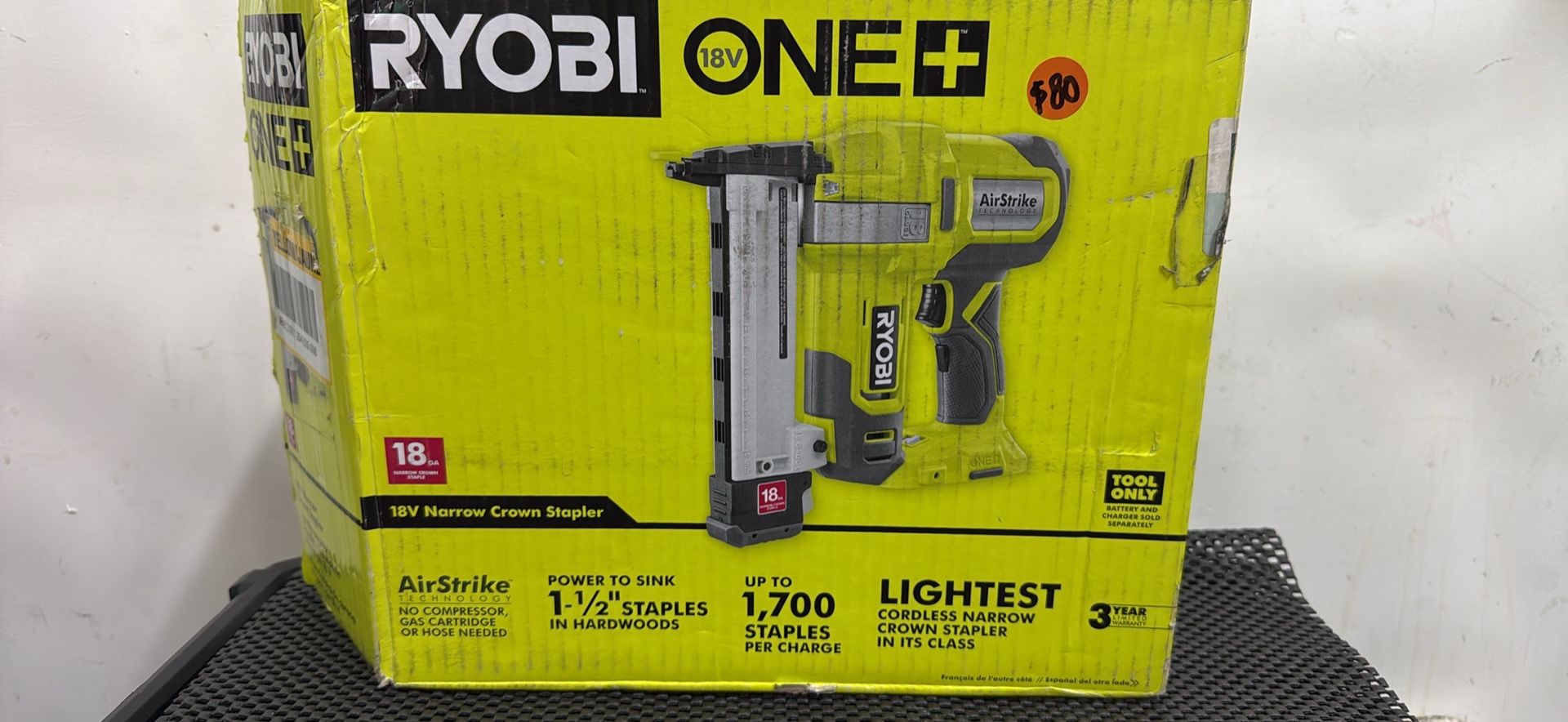 RYOBI ONE+ 18V 18-Gauge Cordless AirStrike Narrow Crown Stapler (Tool Only)