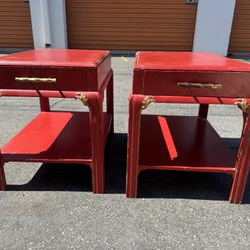 Deishis Asian Ming Style Red End Tables