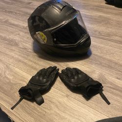 Motorcycle Helmet and Gloves