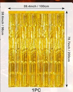 Gold Tinsel Foil Fringe Curtain Backdrop