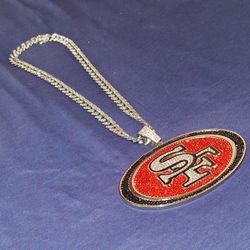 San Francisco 49ers Large Iced Out Rhinestone 28 Inch 15mm Necklace 