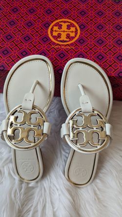 Tory Burch Metal Miller Leather Sandals - Size 6