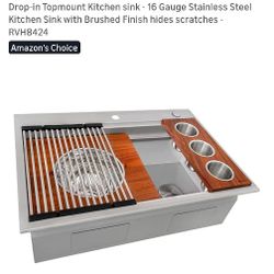 Ruvati 33in Workstation Sink - NEW, NEVER UNBOXED 