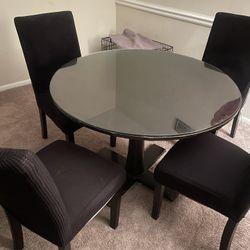 75&As Is Dining Table With Seat Covers & Chairs!
