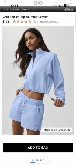 Baby blue alo 1/4zip aerial pullover