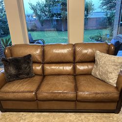 Brown Leather Couch & Chair 