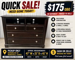 🎉 QUICK SALE – Solid Wood Media Chest / TV Stand – $175 OBO