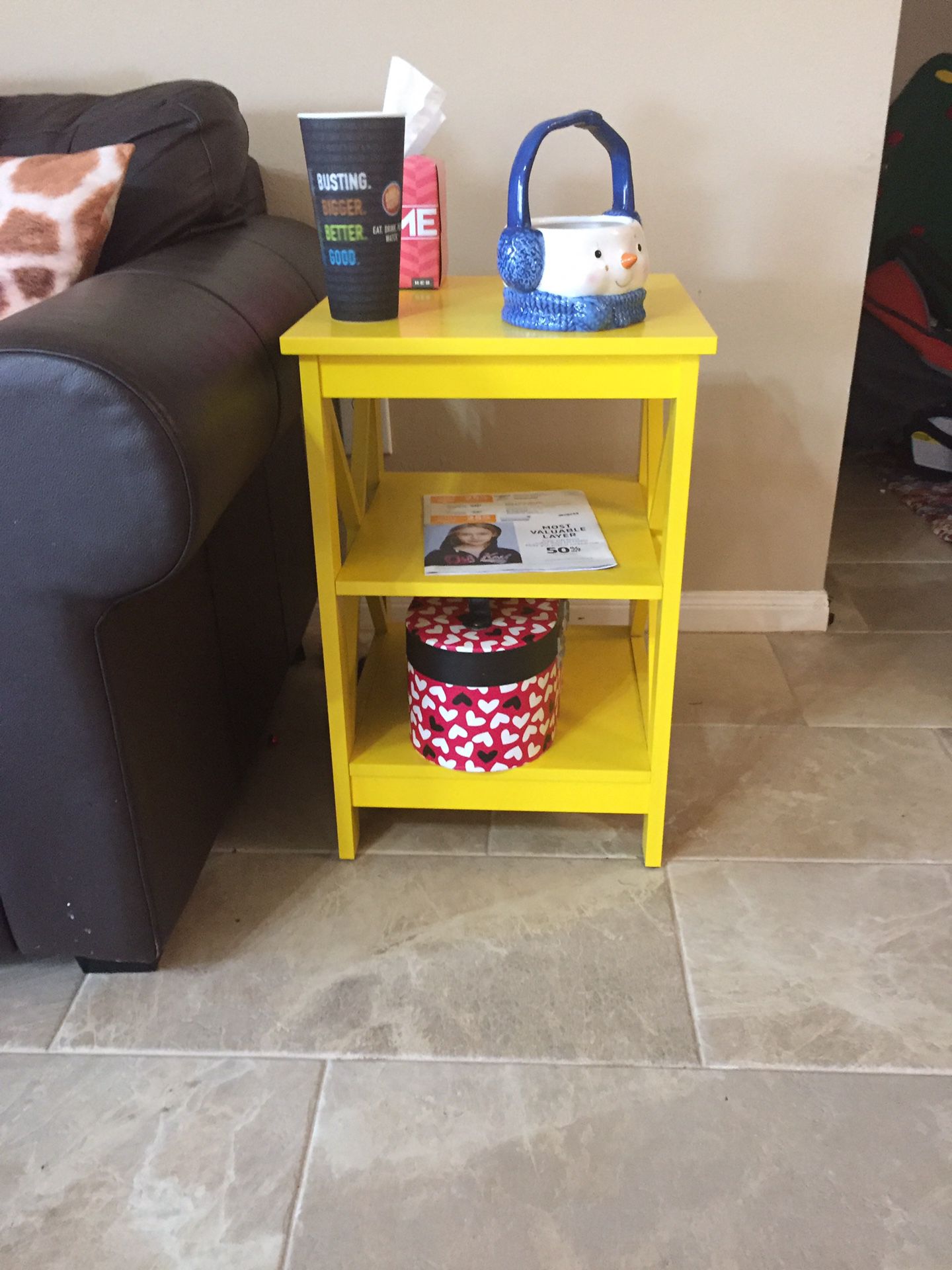 Two yellow side tables - great condition