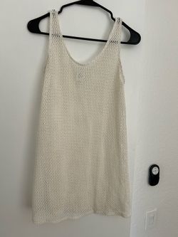 art class Open-Weave Crochet Tank/ Swim Coverup in Cream