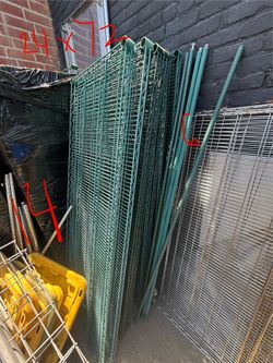 Epoxy green wire shelving unit