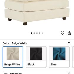 Beige White Ottoman for Modular Sectional Sofa, Chenille Fabric Seat for Oversized Sectional Couches for Living Room Bedroom Apartment, Cloud Sofa Cou