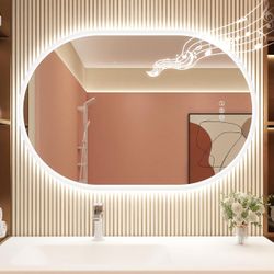 New 24”x36” Oval LED Mirror – Bluetooth, Anti-Fog, Dimmable