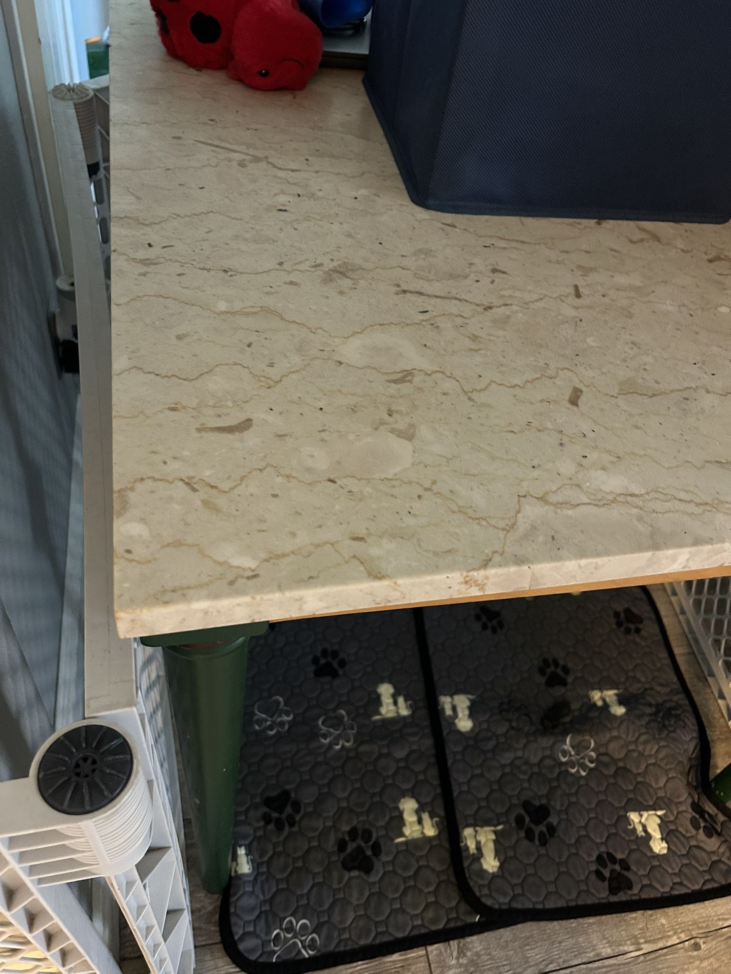 Square Antique Table With Marble Top 