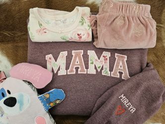 Mama Embroidered Sweater And Puppy Made From Baby Clothing