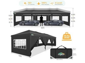 COBIZI 10x30ft pop up  Party Tent Heavy Duty, Wedding Tent, Event Tent for Parties, Carpas para Fiestas with 6 Removable Sidewalls, 10x30 Tent with Bu