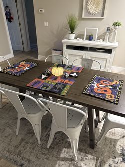 Solid wood table 6 chairs