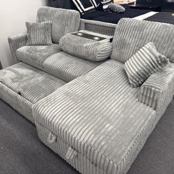 SALE🩶2pc Convertible Sectional w/ Drop Down Smoke Color