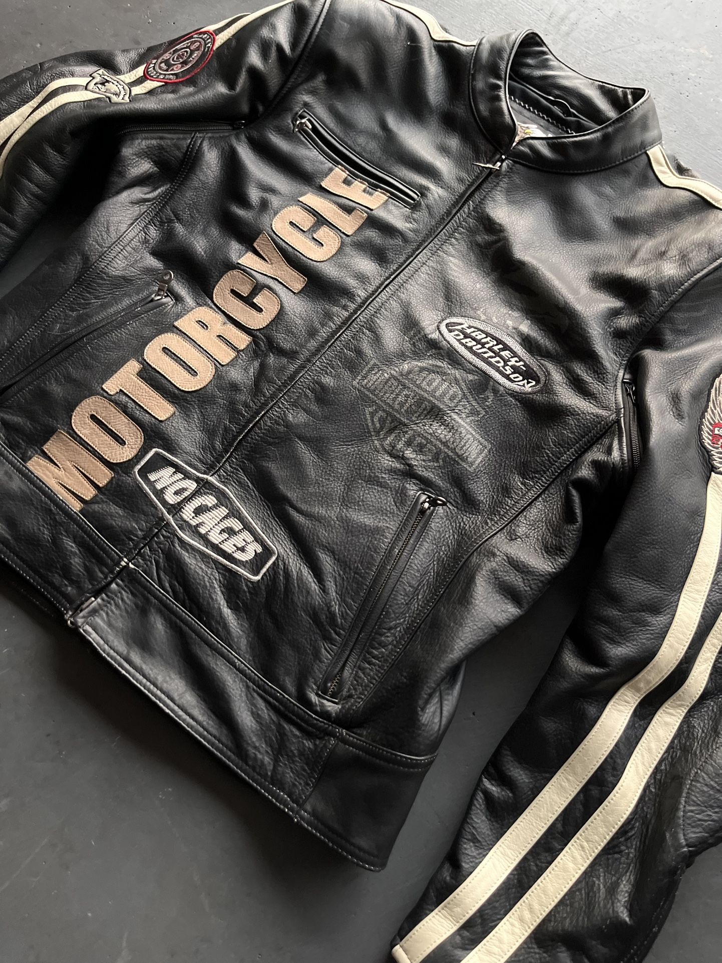 Harley Davidson Vintage Leather Motorcycle Jacket