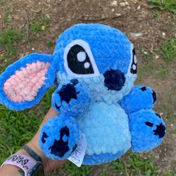 Crochet  blue alien plush, alien “dog” plush, plush friend